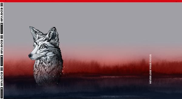 French Terry Panel Wolfsgesicht Rot ca. 88 cm Sunset Serie by Thorsten Berger von Swafing